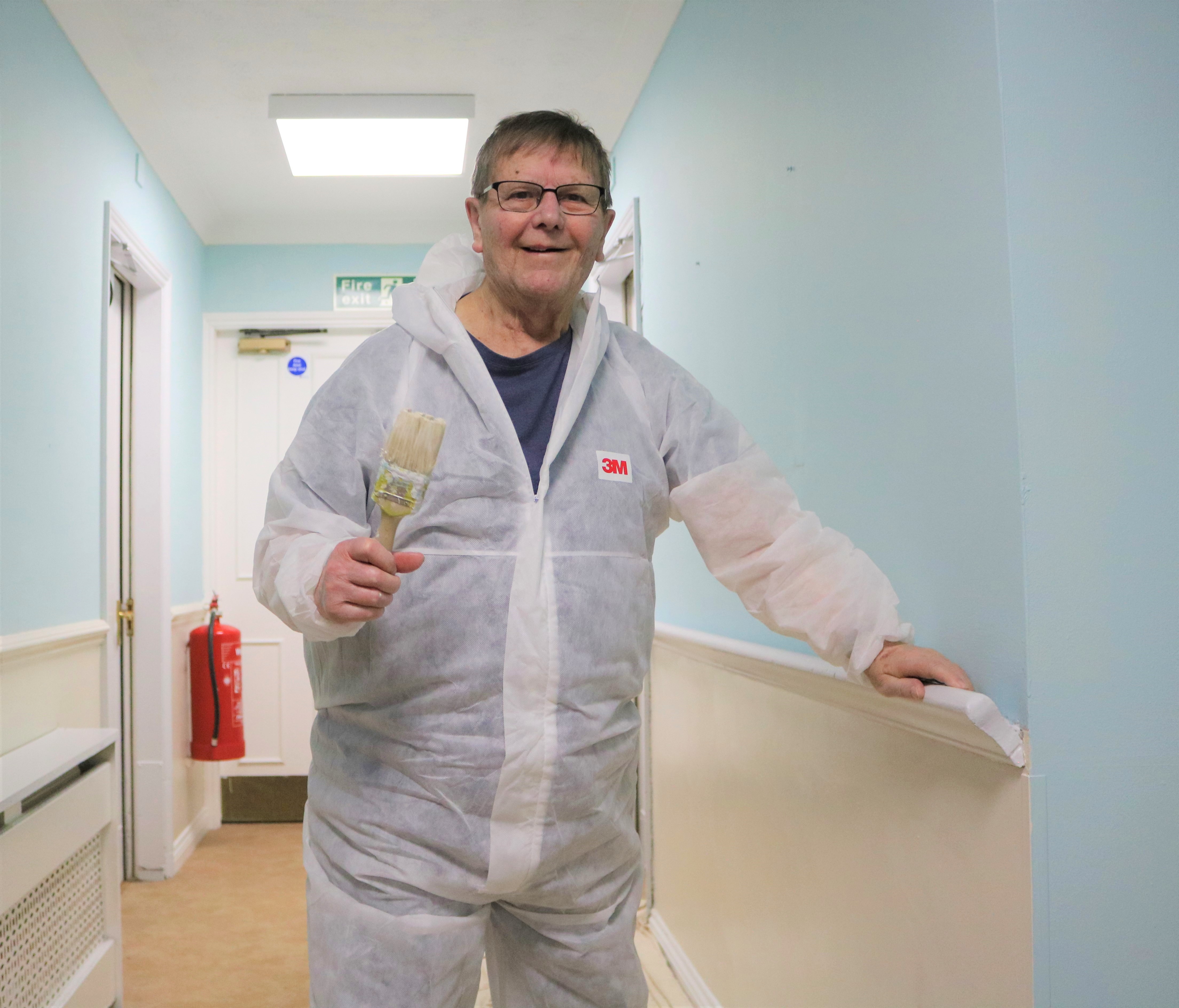 Resident John ready to start painting the Mappin Unit